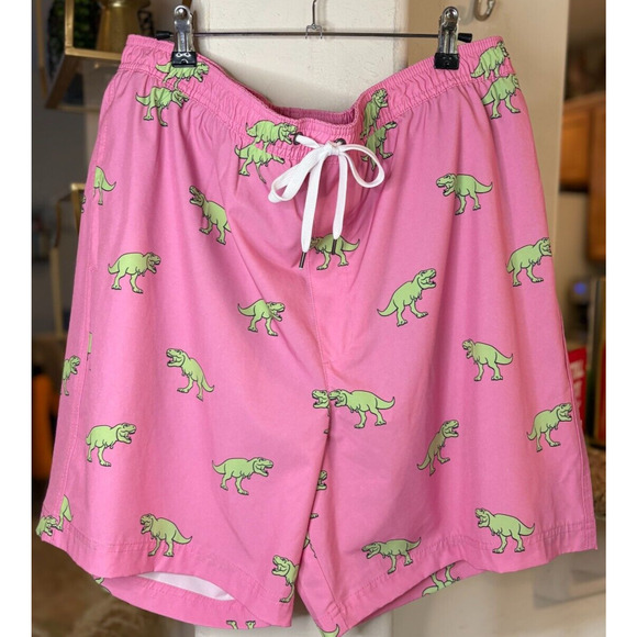 Sonoma Men's Pink and Green Dinosaur Swim Trunks Size Large - Picture 1 of 4